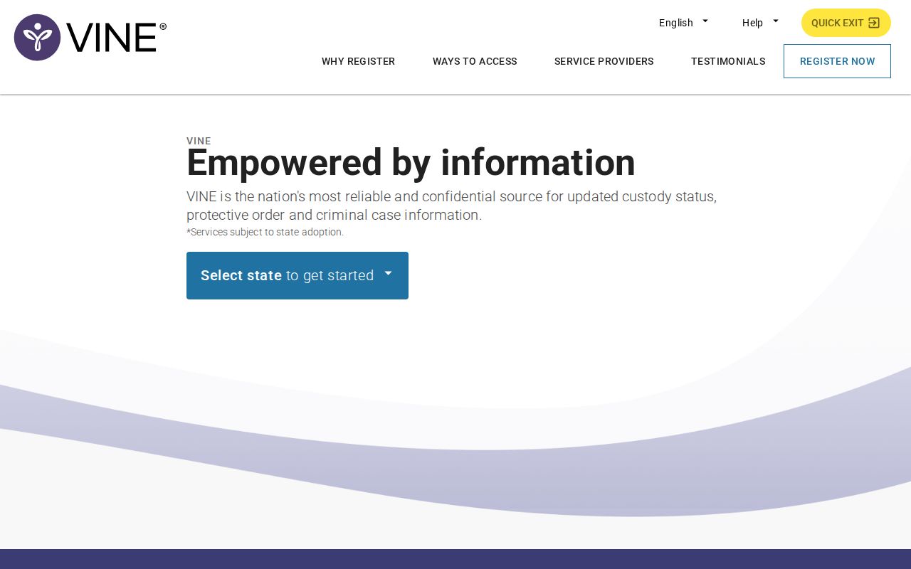Texas VINELink custody notification search interface