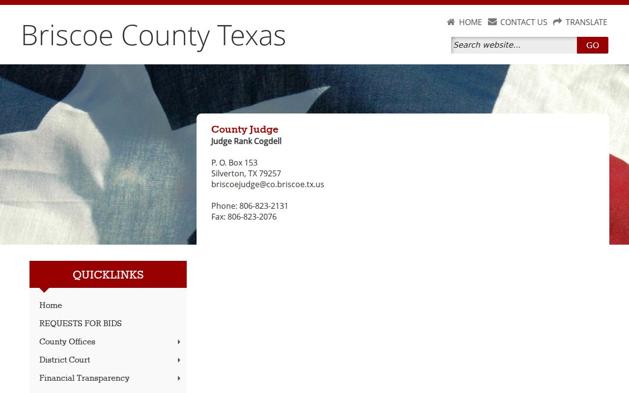 Official Briscoe County Court contact page
