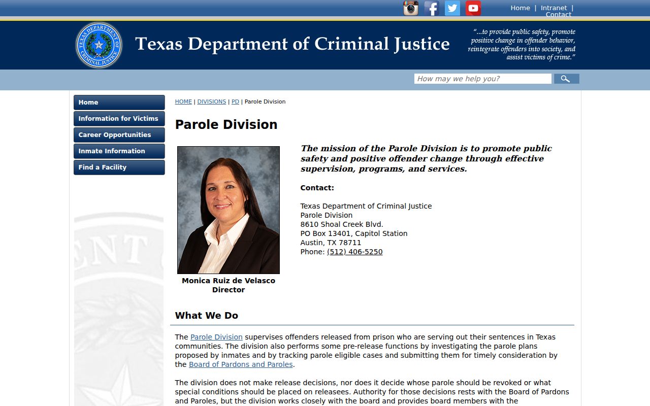 Briscoe County criminal history TDCJ parole supervision resources