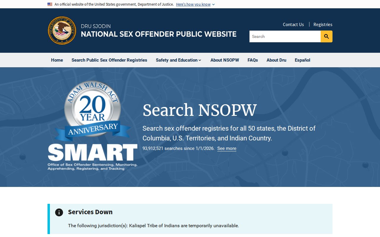 National Sex Offender Public Website search interface for cross-state checks